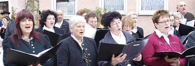 Der Singverein Pfuhl bei der Feier zum Maibaum-Aufstellen